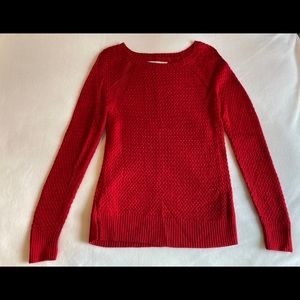 Loft red small kit cable knit sweater